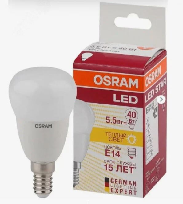OSRAM | E14 P  5.5W(=40W)/827   LS CLP 40  LED матовая  FR Osram 4052899971615