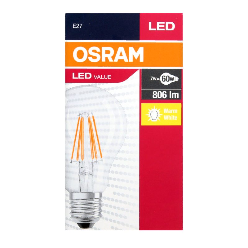 OSRAM | E27 A   6 (=75)W/840  FILAMENT CL  ����� Osram 4058075684096