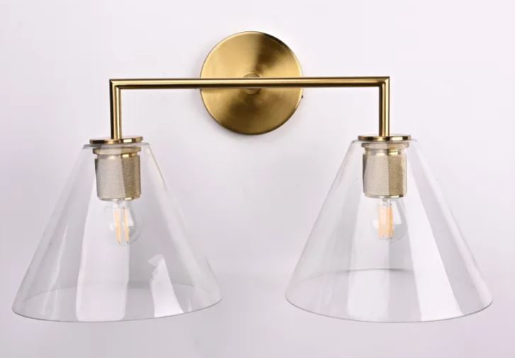 REPLICA | Funnel Shade Double Sconce Brass ImperiumLoft REPLICA Restoration Hardware