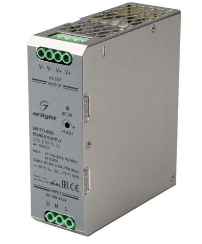 Arlight | ��-� OT =24V 75W 170-250V ARV-DRP75-24-B Din-����� 3,15A IP20 ������, 5��� ���. Arlight 040232